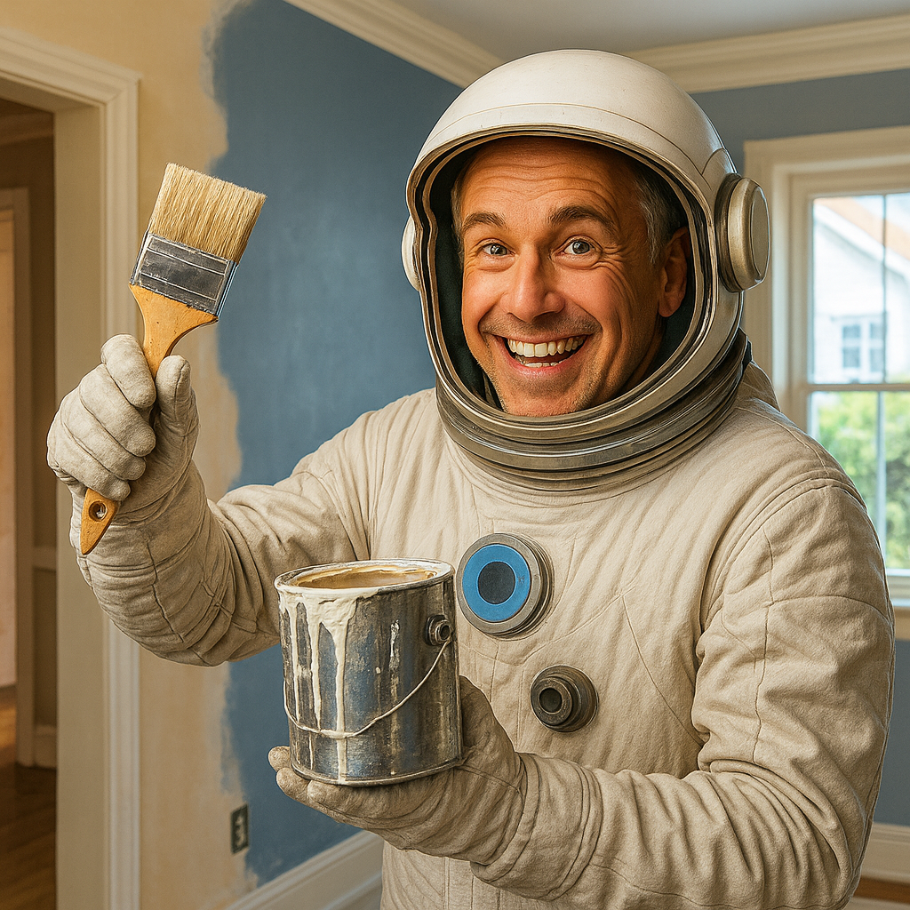 Fuusionautti maalipensseli kädessä