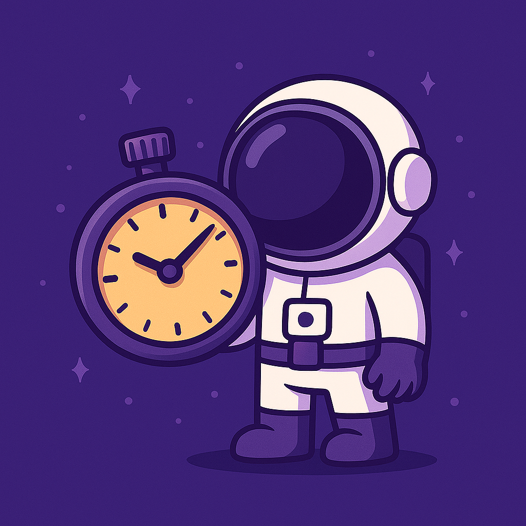 Fuusionautti ison sekuntikellon kanssa